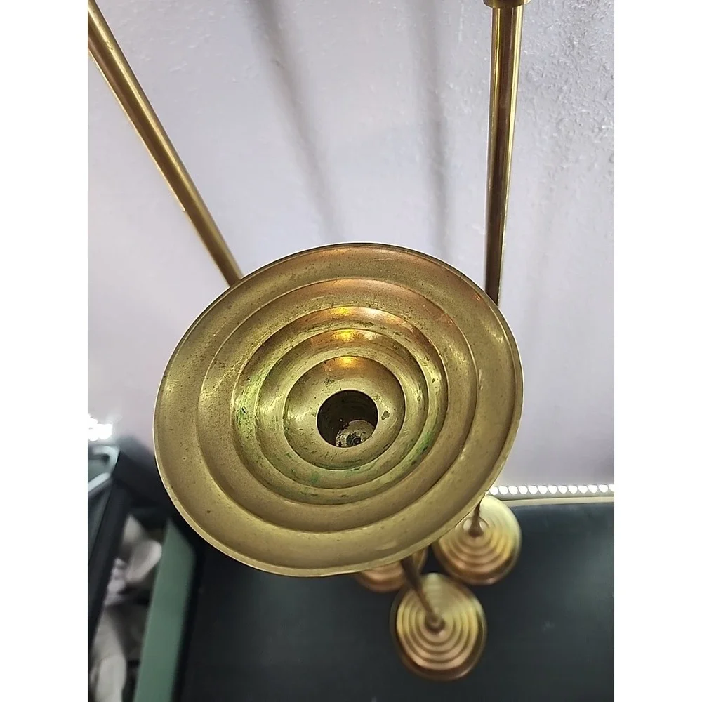 Vintage‎ 3 Tall Vintage Soild Brass Candlesticks Beautiful Patina 38